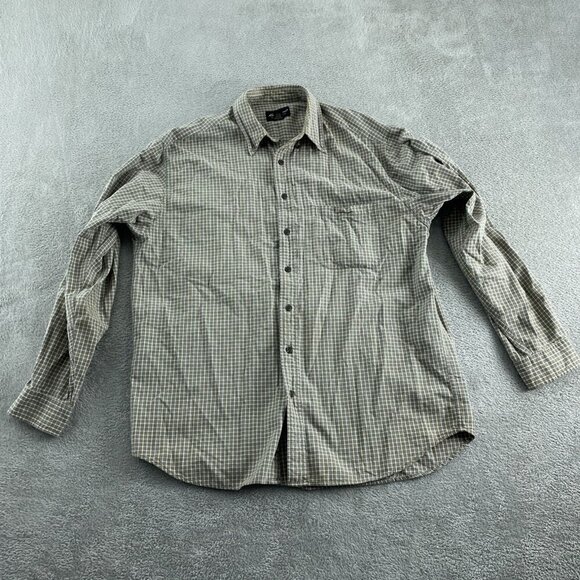 Eddie Bauer Mens Tall L Plaid Button-Up Shirt 100% Cotton Green & Beige 5184 - Picture 1 of 7